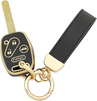 360 Degree Soft TPU Protector Key Fob Cover Case fit for Honda 2003-2012 Accord 2005-2010 Civic 2005 2006 CR-V Pilot Ridgeline Odyssey Remote Control Key Fob Black