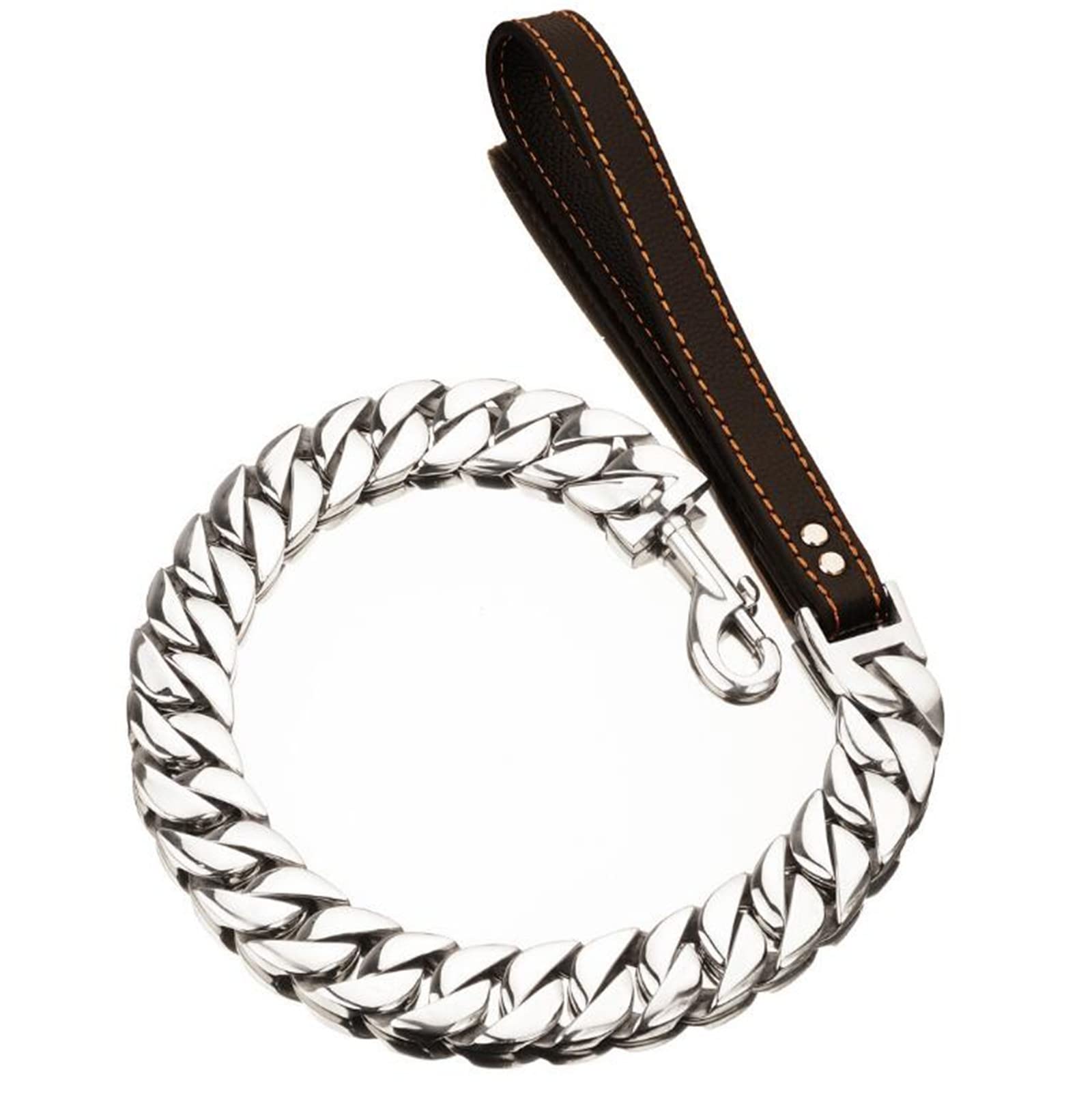 OTMYIGO Correa de Perro de Acero de Titanio de Acero Inoxidable de 30 mm, Correa de Perro de Metal a Prueba de masticación de Cadena de Plomo de Perro Fuerte para Perros Grandes Mascotas