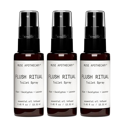 Muse Apothecary Flush Ritual - Aerosol aromático y refrescante para inodoro, uso antes de ir, impregnado con aceites esenciales naturales, aloe +