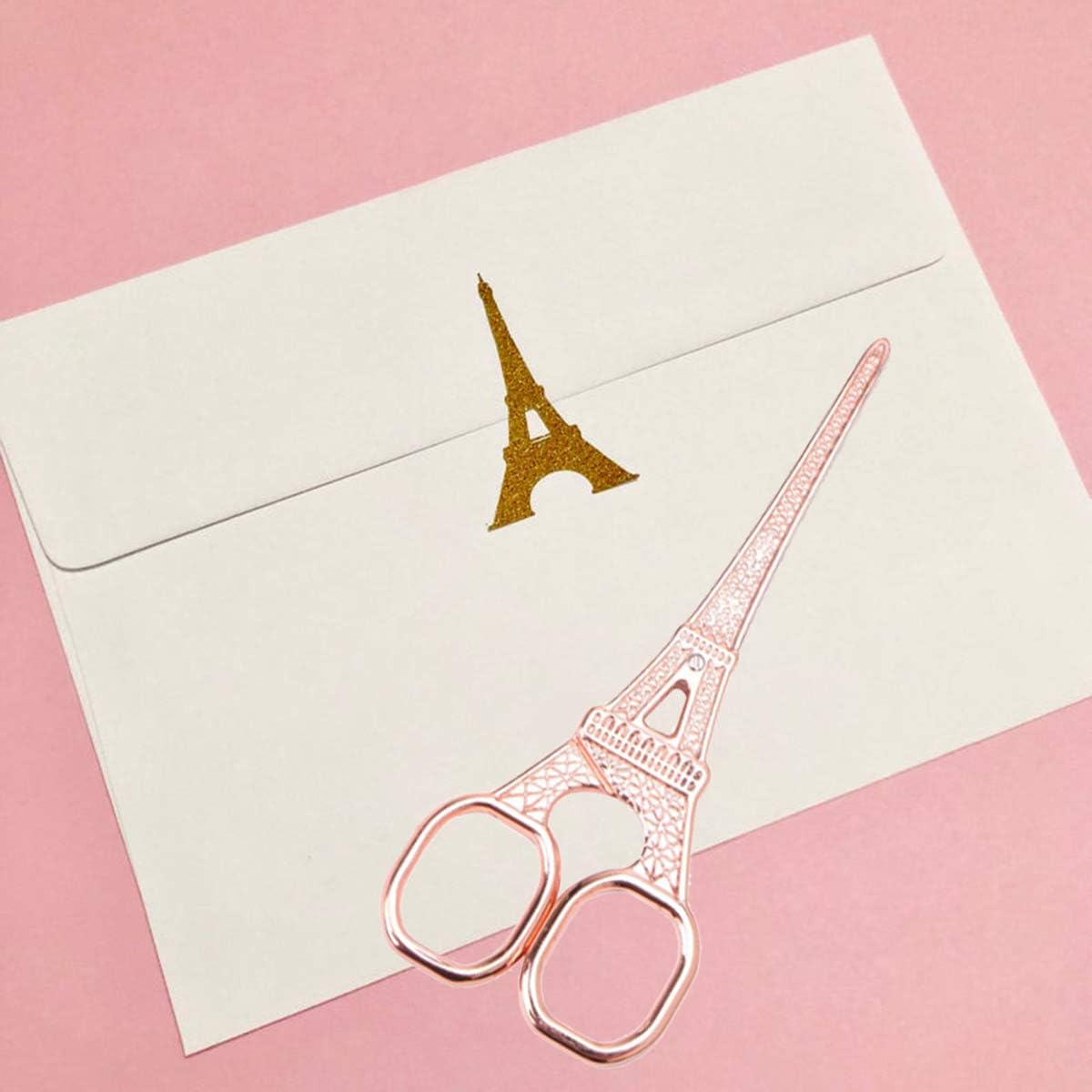 Rose Gold Desk Accessories Set - Scissors, Staple Remover and 2 Letter Openers, Luxury Rose Gold Office Supplies & Desk Decorations