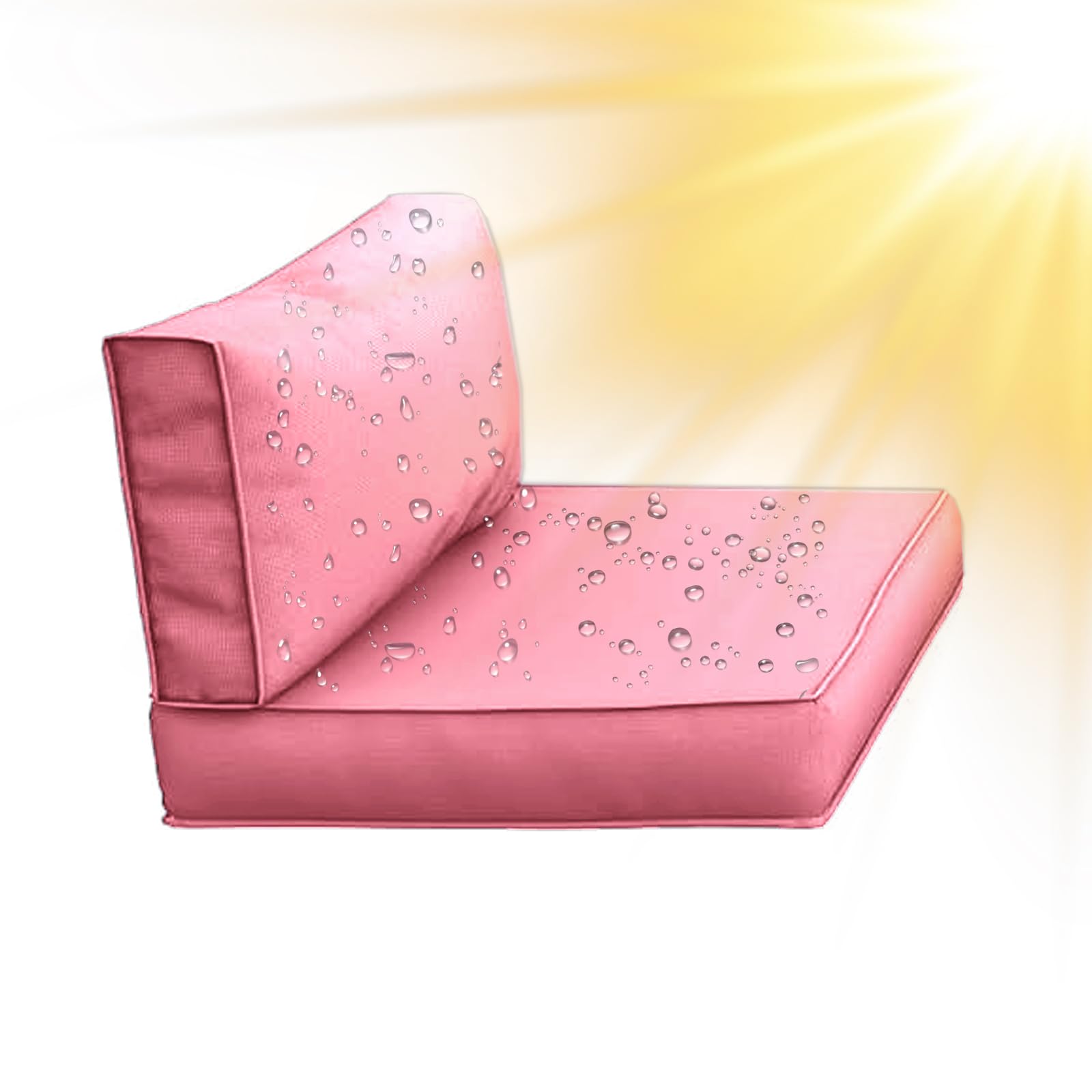SYLC Water Repellent Patio Cushion Covers UV Resistant Garden Rattan Cushion Covers with Zipper Outdoor Couch Cushion Slipcovers for L Shape/Corner (1 pc 65×33×10 cm,Pink)