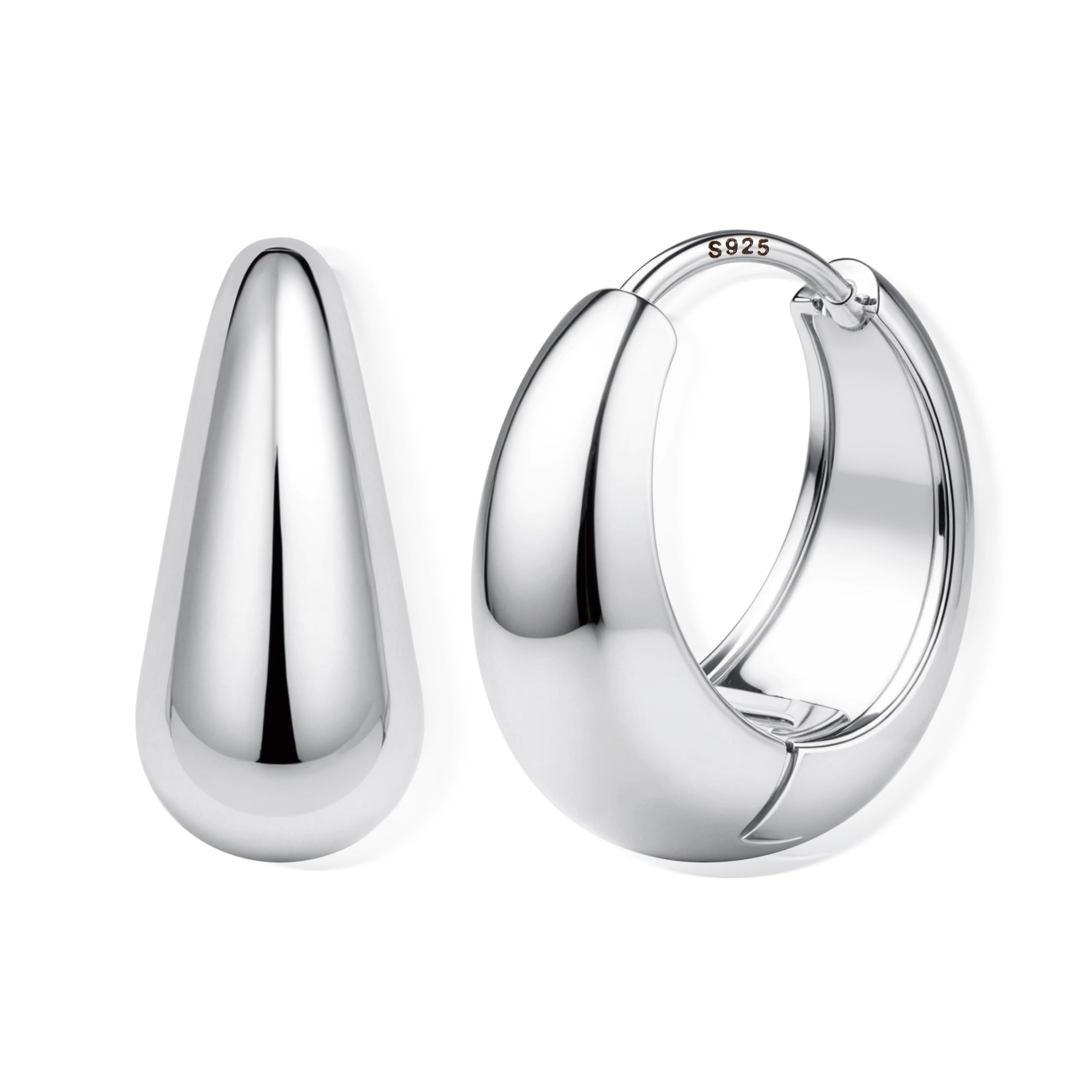 FIOROYAL 925 Silber Creolen Ohrring für Damen, Hypoallergene Ohrringe Klobig Kleine14K Gold Dick Knorpel Kreolen Huggie Creolen Ohrstecker für Empfindliche Ohren(Gold/Silber)(S9)