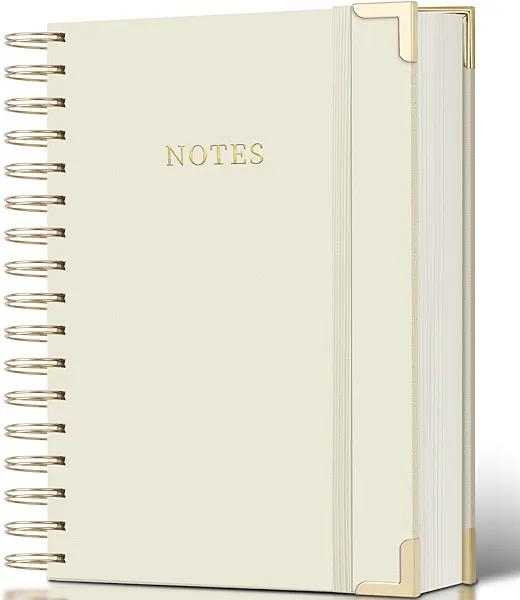 ALKALO Spiral Notebook Journal, 328 Pages Linen Hardcover College Ruled Notebook, Lined Thick Journals for Women Men, A5 Thick Spiral Journal for Writing, 100GSM Paper, Cute Notebooks for Work School