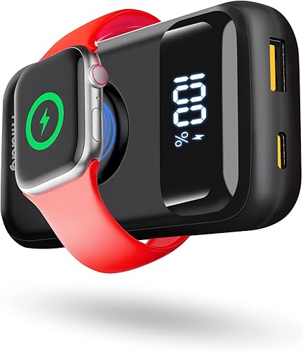 Miady Cargador portátil para Apple Watch, 10000 mAh PD 22.5 W, cargador de batería de carga rápida con puertos USB C y A, con pantalla LED