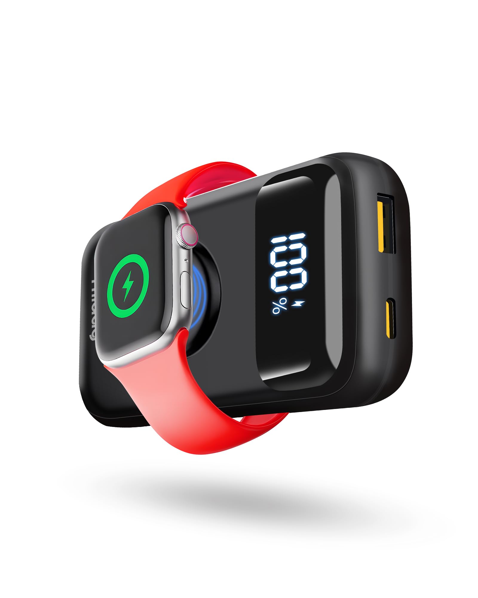 Miady Portable Apple Watch Charger 10000mAh PD 22 5W Fast Charging Power Bank has USB C A Ports