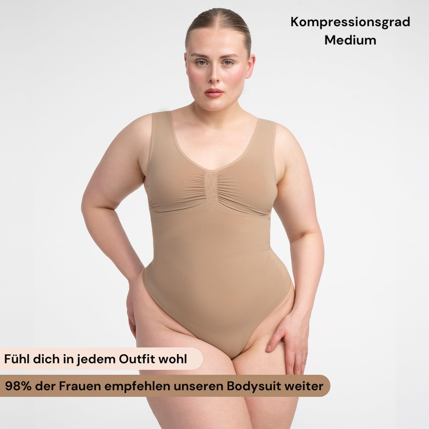 creamy fabrics Shapewear Body Damen Bauchweg Slip Tank Bodysuit Nahtlos | Starke Bauchkontrolle Slip Design nahtloser Komfort breite Träger und sicherer Sitz unter enger Kleidung