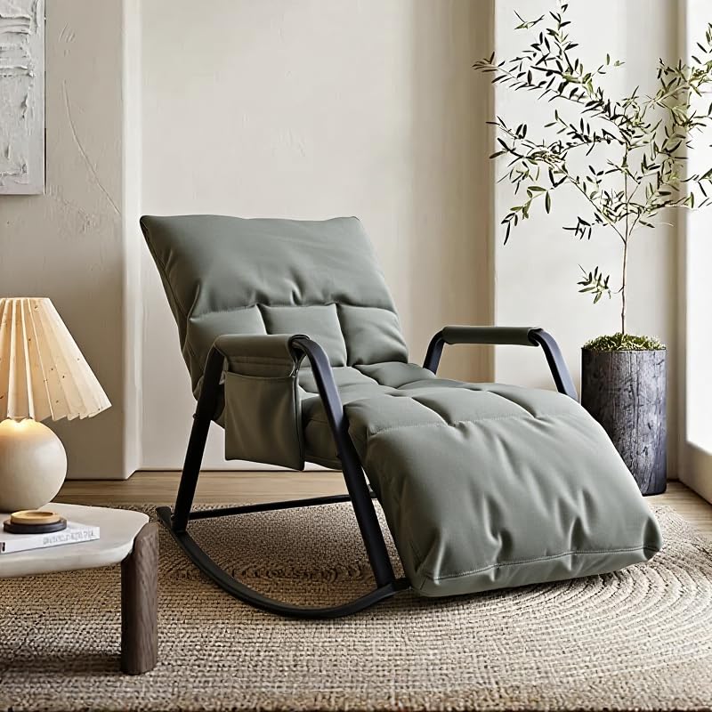 DARDVORLAG Schaukelstuhl Schaukelsessel mit PU-Leder,160°Neigung 5-Fach Verstellbare...