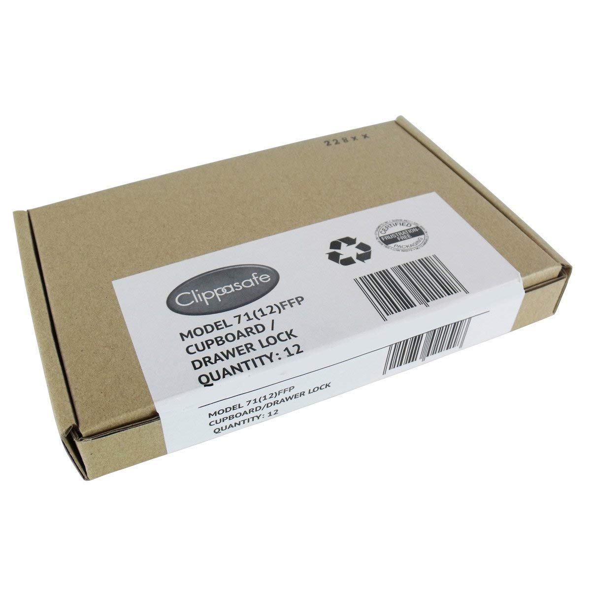 Clippasafe Model 71 Cupboard & Drawer Locks (12 Pack) - Mail Order Box, White/Dark Grey Heather, Única - Image 2