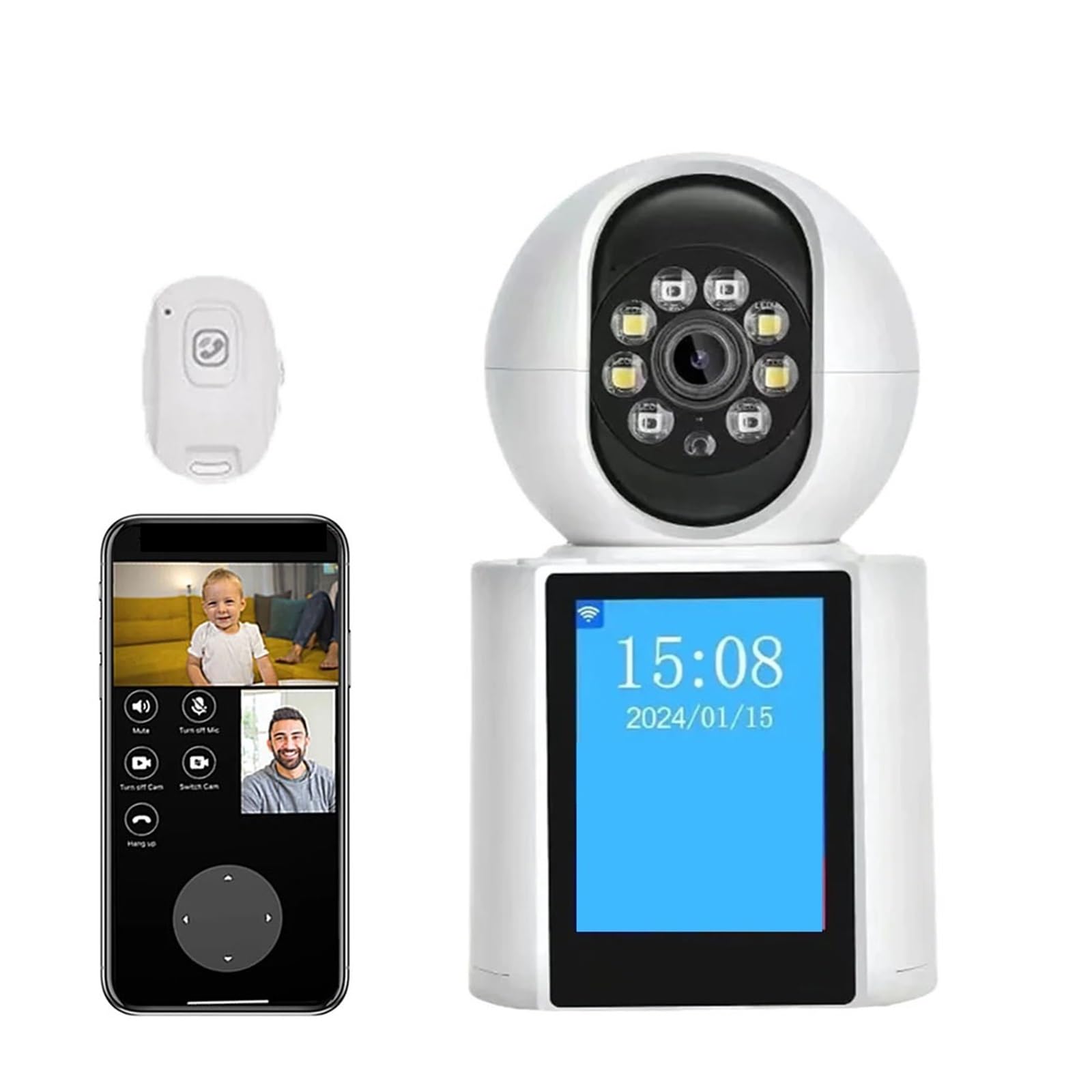 Kamera IP 3MP niania wideo 2.4 360° szerokokątny 2-kierunkowy audio-wideo noktowizor wewnętrzne kamery survivalowe dla dzieci Łatwa instalacja(3MP Camera)