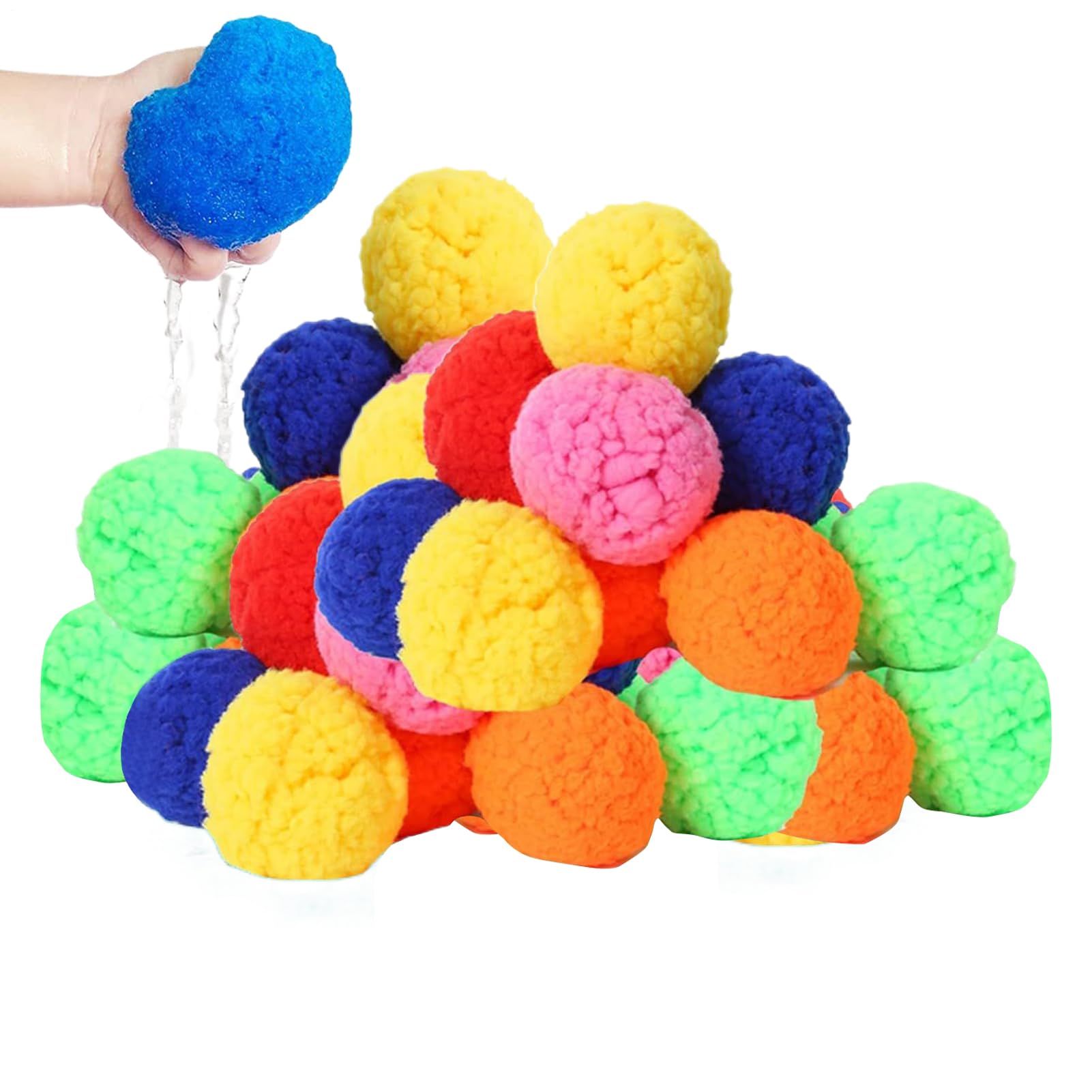 Shurzzesj Sponge Balls for Water Games,Water Sponge Balls for Kids | Interactive Outdoor Toy, Soaker Balloons Portable for Children Adult Kid Boys Girls