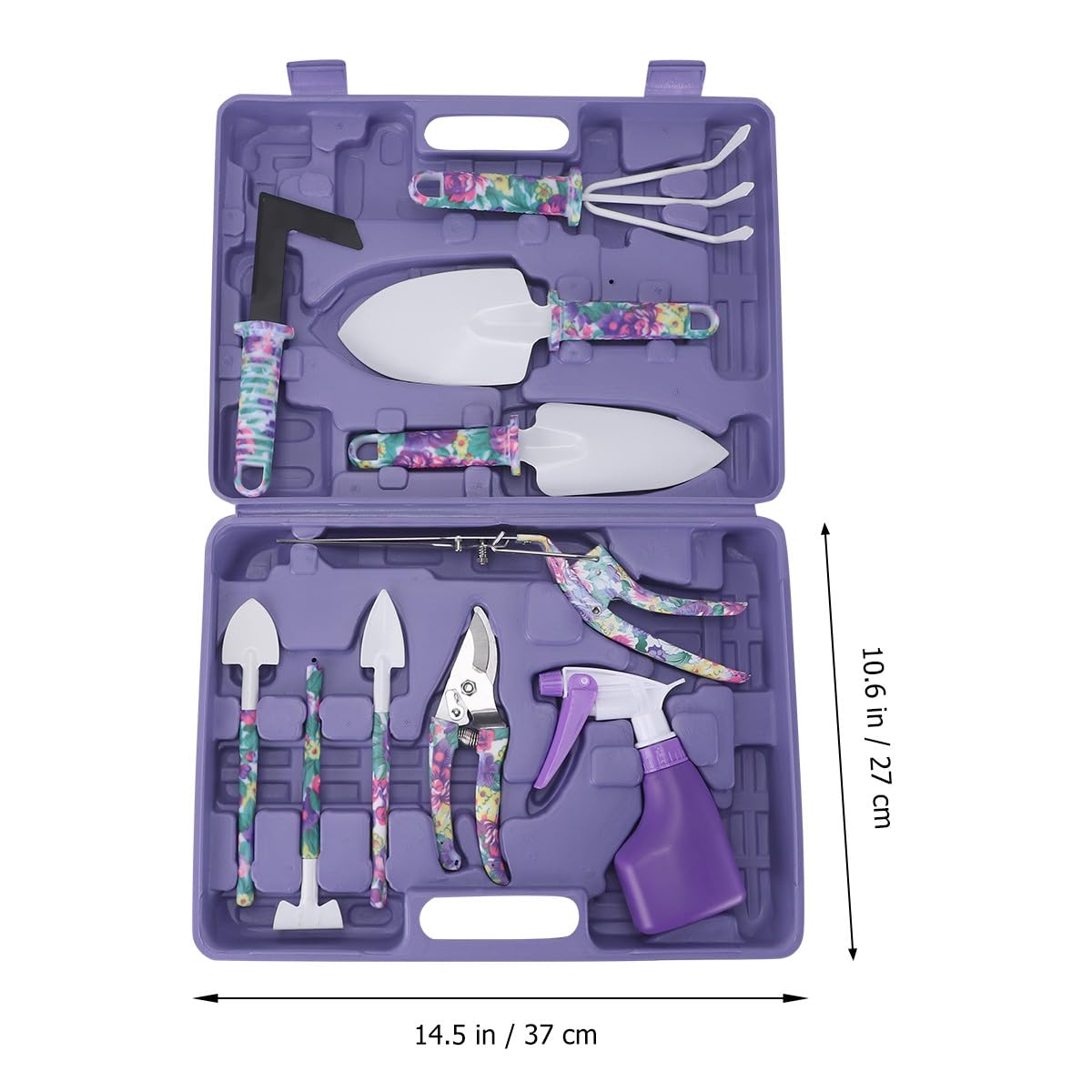 Mipcase 10 Stück Teiliges Gartenwerkzeug Set in Lila mit Rechen Gartenschere Schaufel und Sprühflasche für Männer und Frauen für Gartenarbeit Pflanzenpflege und Erde Lockern für Anfänger