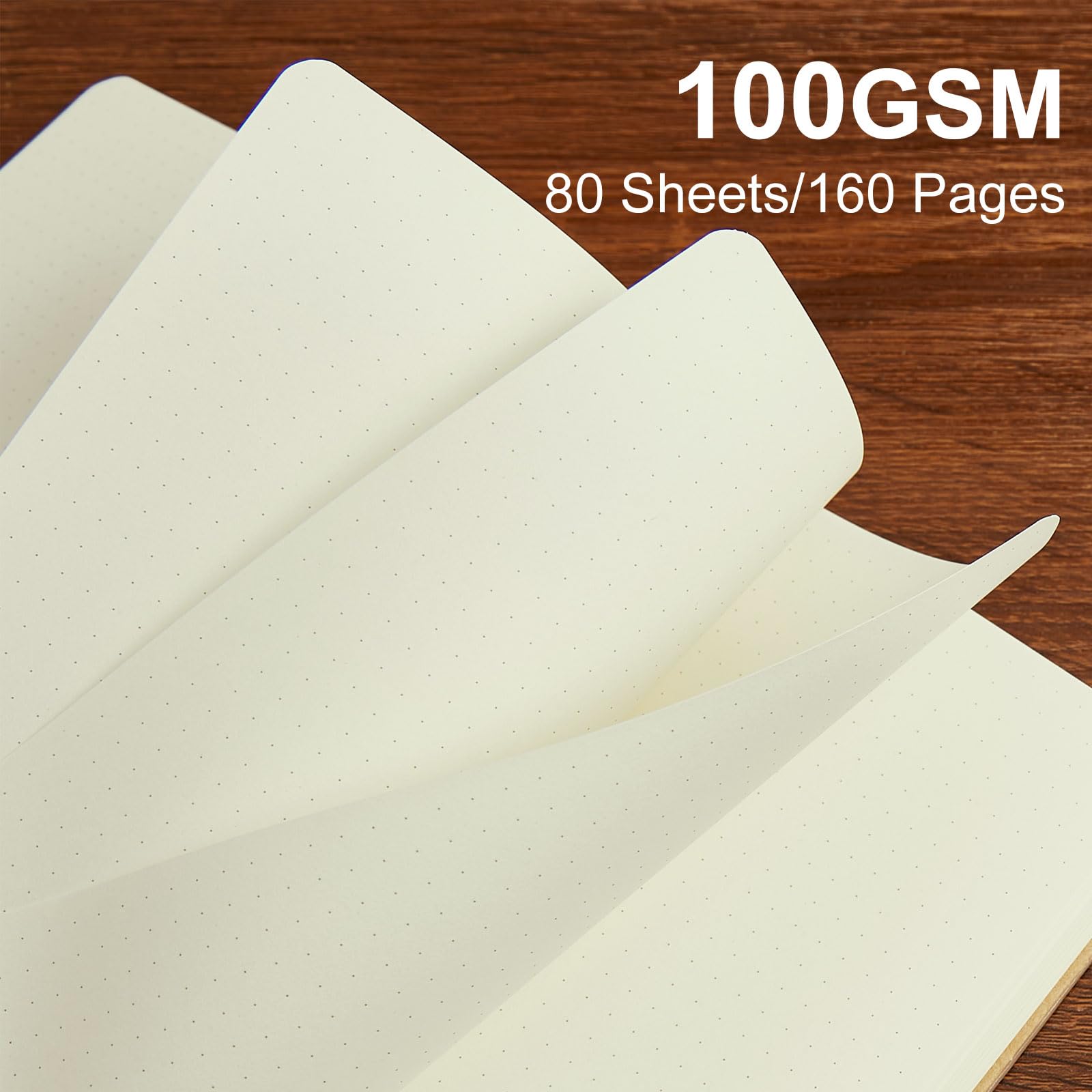 TSFPapier Notizbuch mit gepunktetem Lineal, A5, 80 Blatt/160 Seiten, 100 g/m² dickes Papier, Hardcover, Leder, Tagebuch, Notizbuch für Damen, Herren, Arbeit, Büro, Schule, Schreiben, 14 x 21 cm, Grau