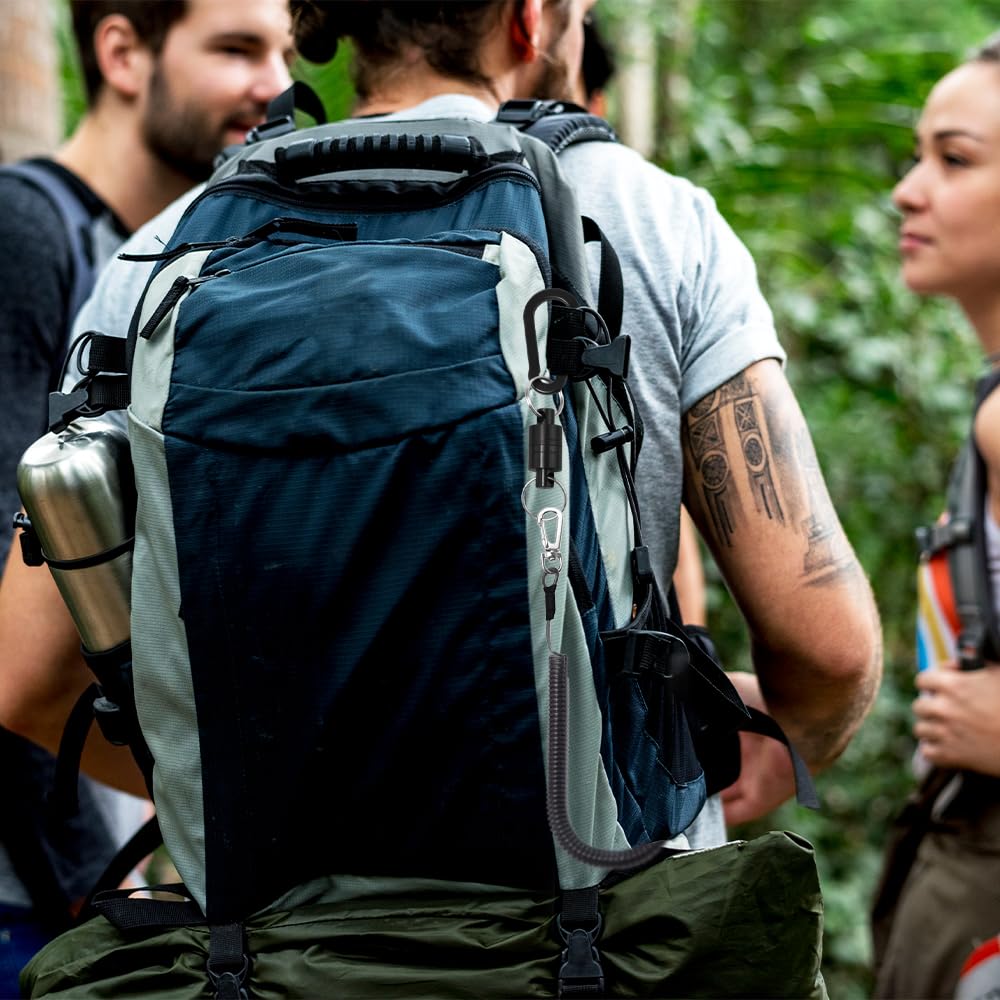 4 Pièces Aimant pour Epuisette, Libération de Filet Magnétique avec Porte Clé Extensible Spirale Boucle Magnétique de Filet pour Pêche Surf Randonnée L'alpinisme 4 Couleurs