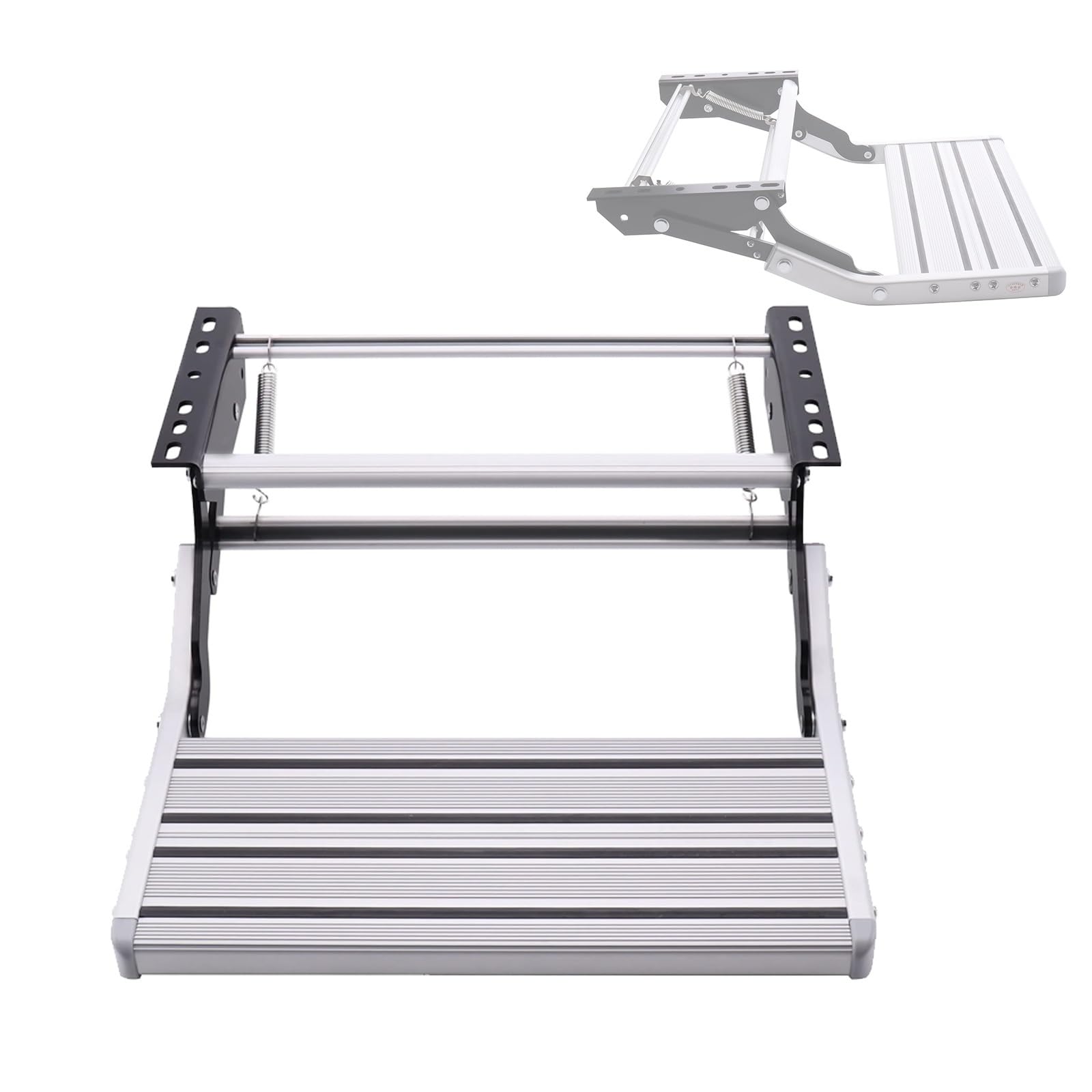 WANGCEPLSD Manual Camper Steps, Aluminum Alloy Single Ladder Rv Steps Foldable, for RV Camper Van Motorhome Travel Trailer, Load Bearing 440lbs, 19x12in