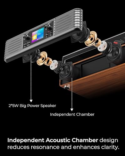 Miniatura 2 de Tocadiscos Bluetooth con altavoces integrados, grabación USB a PC, tocadiscos de 3 velocidades con entrada auxiliar y salida RCA, reproductor de