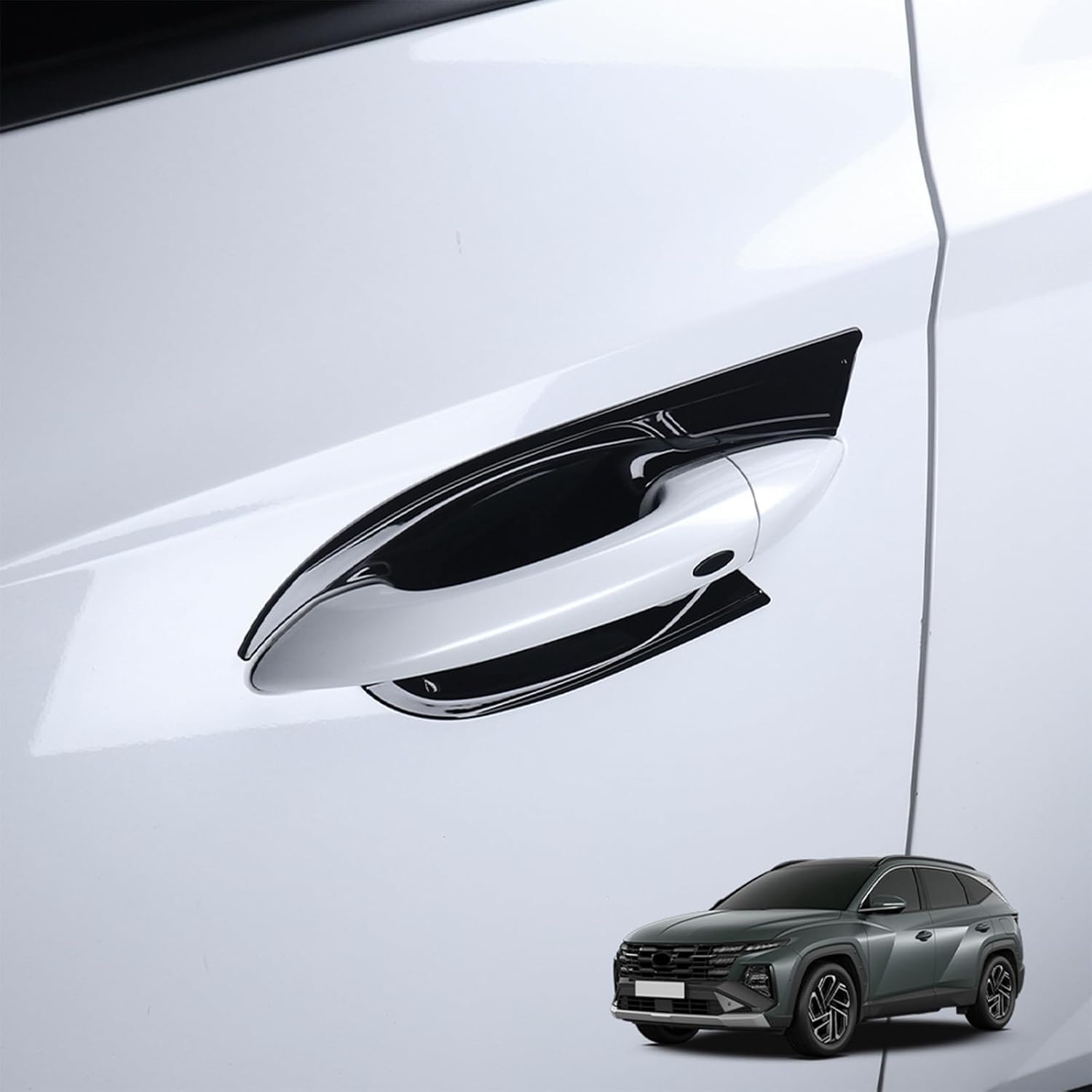 ABS Car Exterior Door Handle Bowl Cover Outside Door Bowl Protective Door Bowl Cover Trim Set Compatible with Hyundai Tucson 2024 2025 Accessories (Gloss Black)