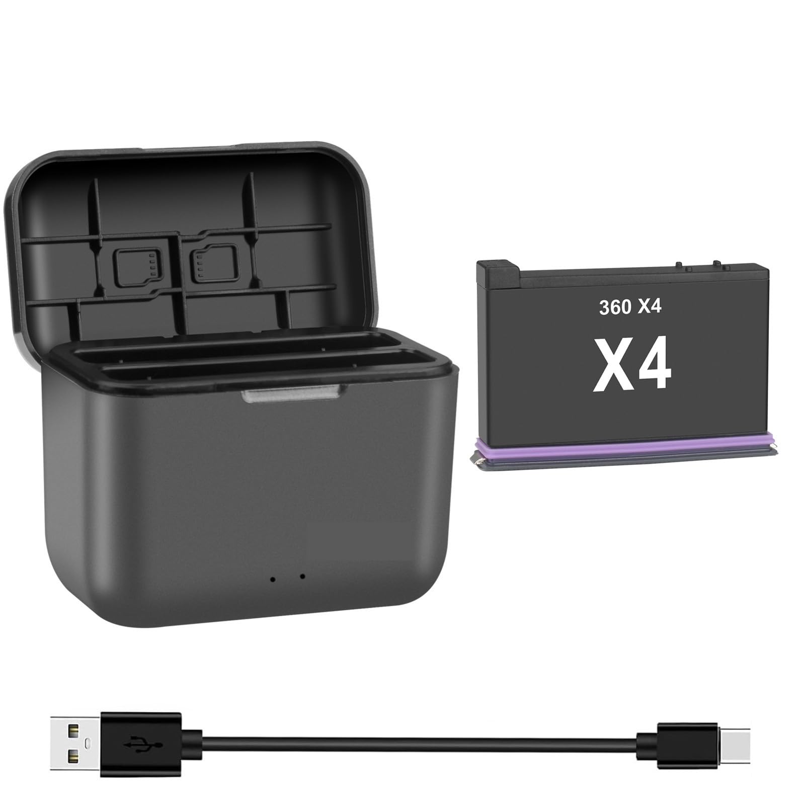 Chargeur 360 X4 et 2 emplacements, Accessoires de caméra d'action panoramique 360, caméra 360 X4(1PCS B with Charger)