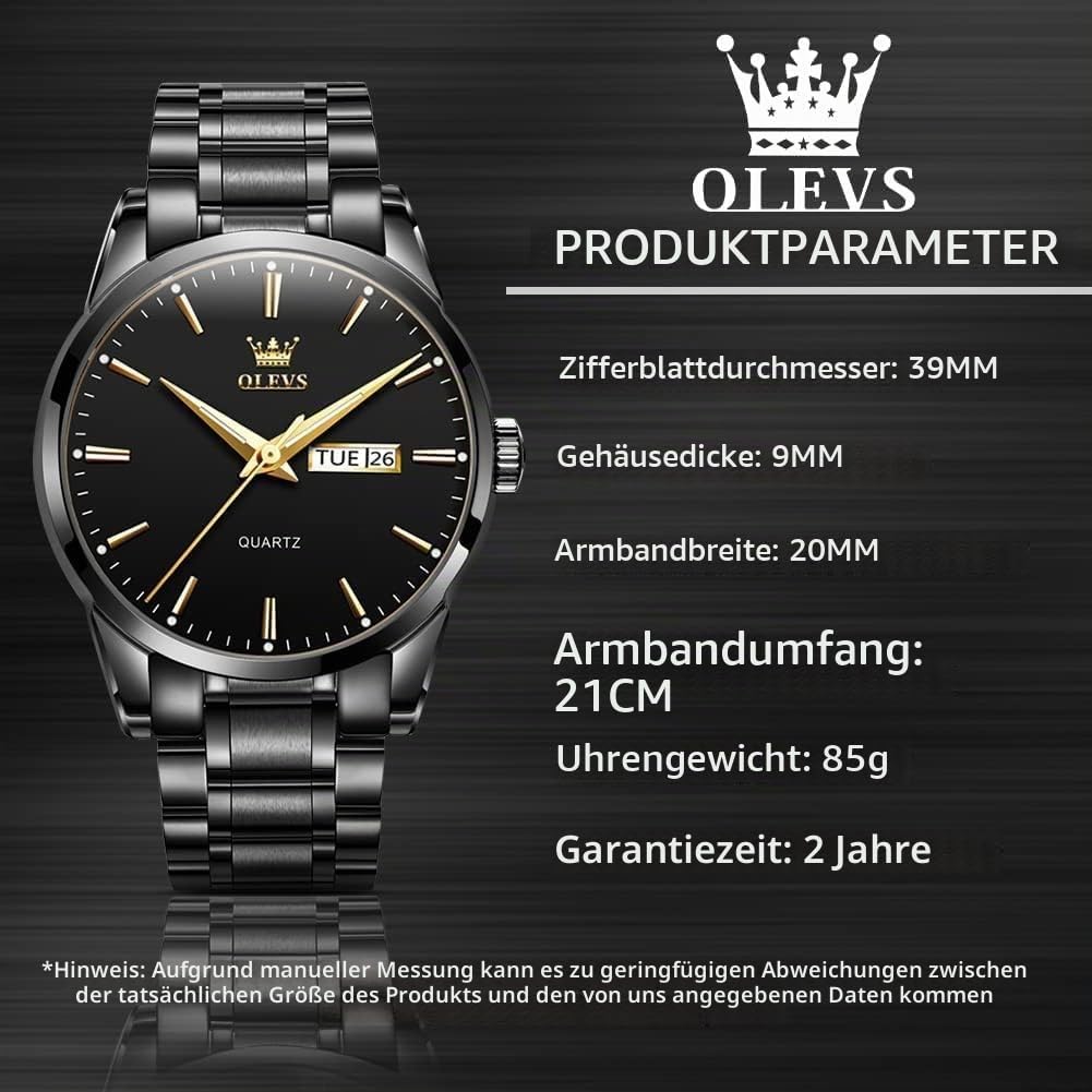OLEVS Herrenuhren Skelettuhr Quarz Rennwagenrad Edelstahl Casual Sports Wasserdicht Leuchtend Herrenarmbanduhren