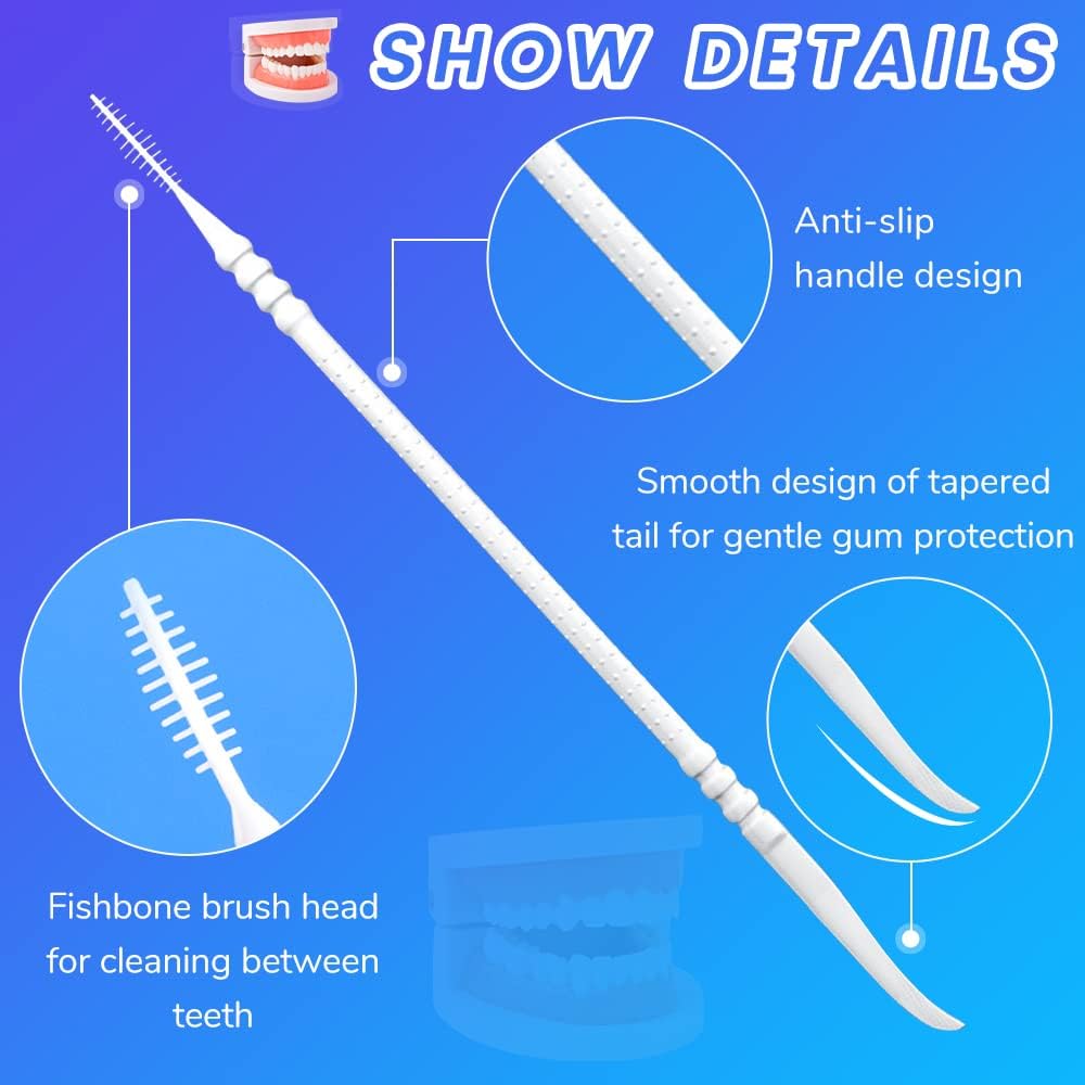 RosyFate Portable Interdental Brushes, Plastic Toothpicks with Brush