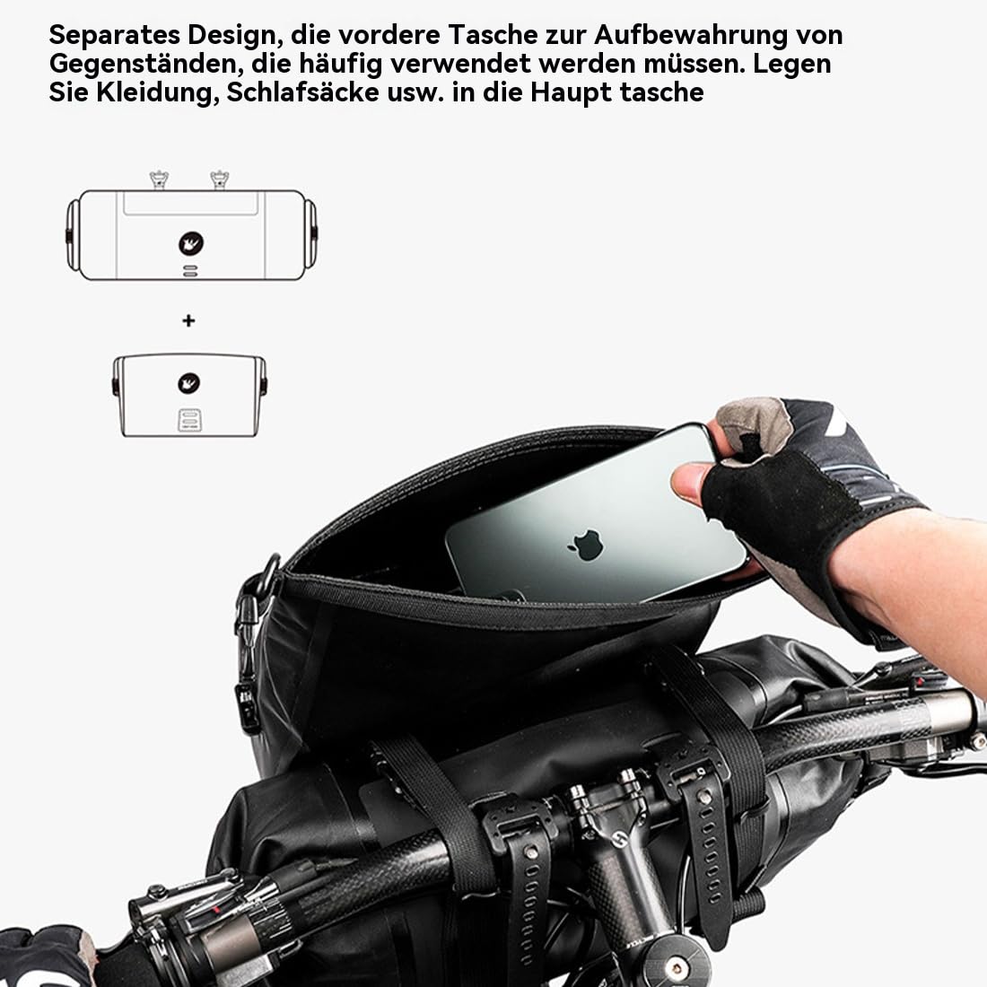 MEIION Lenkertasche für Bikepacking, wasserdicht und robust, ideal für Offroad-Abenteuer und Lange Fahrradtouren, geeignet für professionelle Radfahrer und Outdoor-Enthusiasten