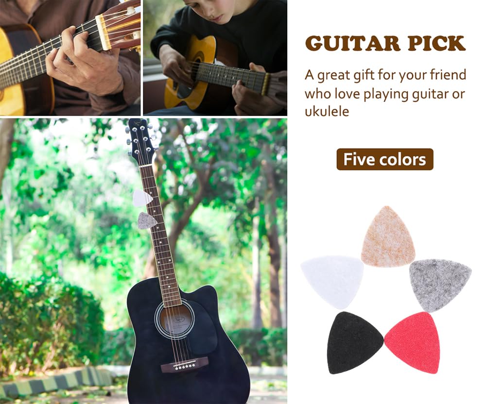 AKOAK Plettri in feltro per ukulele, plettri colorati in feltro, accessori per strumenti, classici e confortevoli, ideali per chitarra e basso, 3 mm, confezione da 2 (nero)