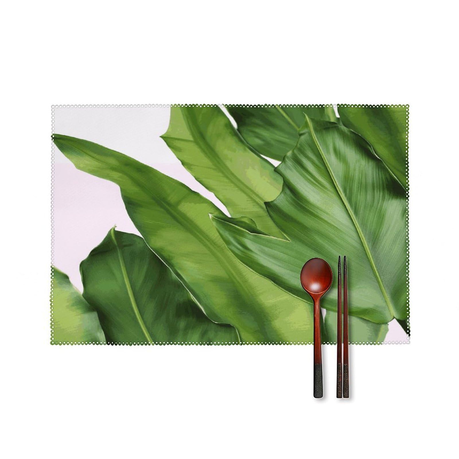 Fekiloot Style Fresh Banana Leaves Placemats Set Of 6,Table Mat