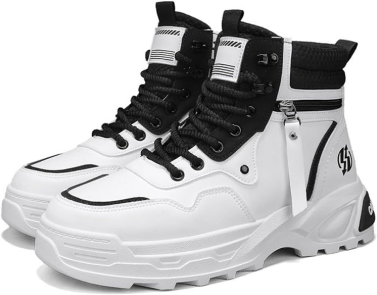 Men's Hiking Boots High Top Chunky Sole Outdoor Shoes Slip-On Ankle Boots Waterproof Work Boots for Street Style