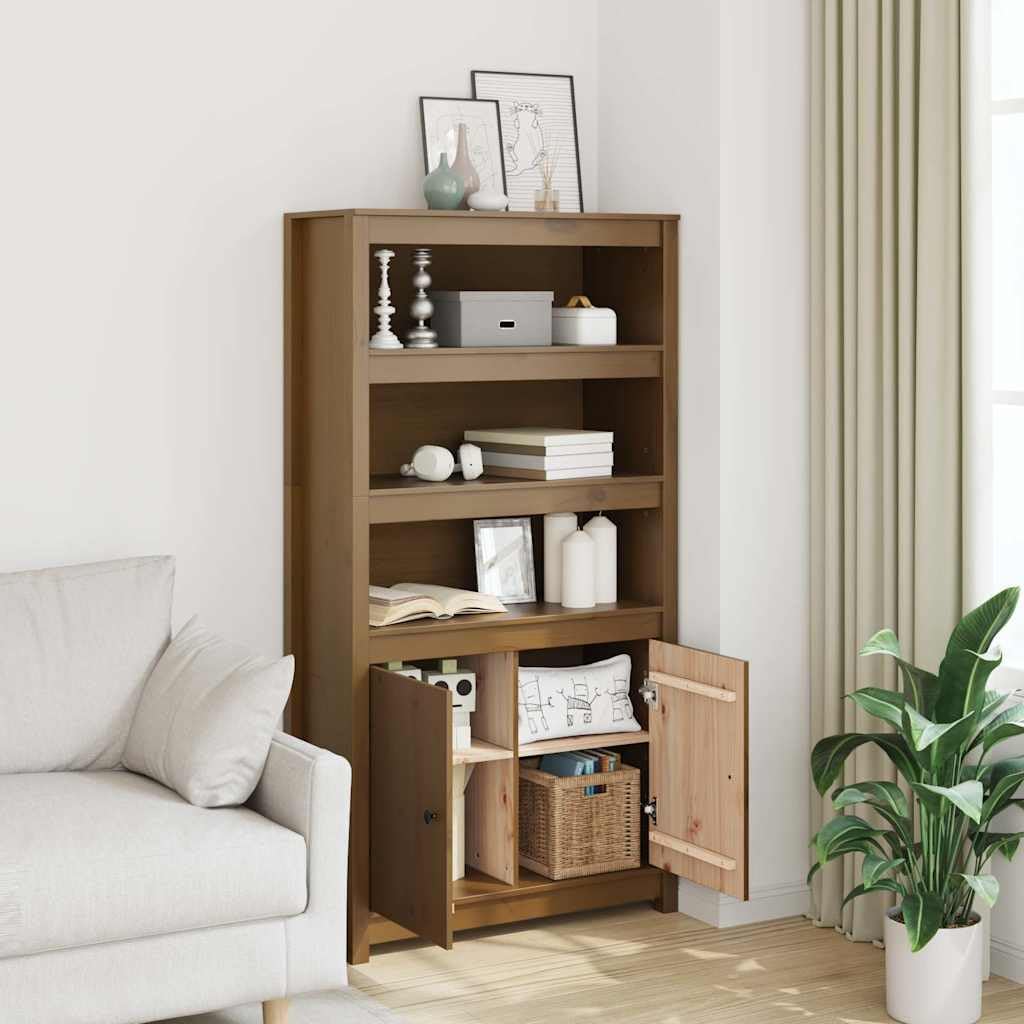 Meuble haut en pin massif marron miel 80 x 35 x 154 cm
