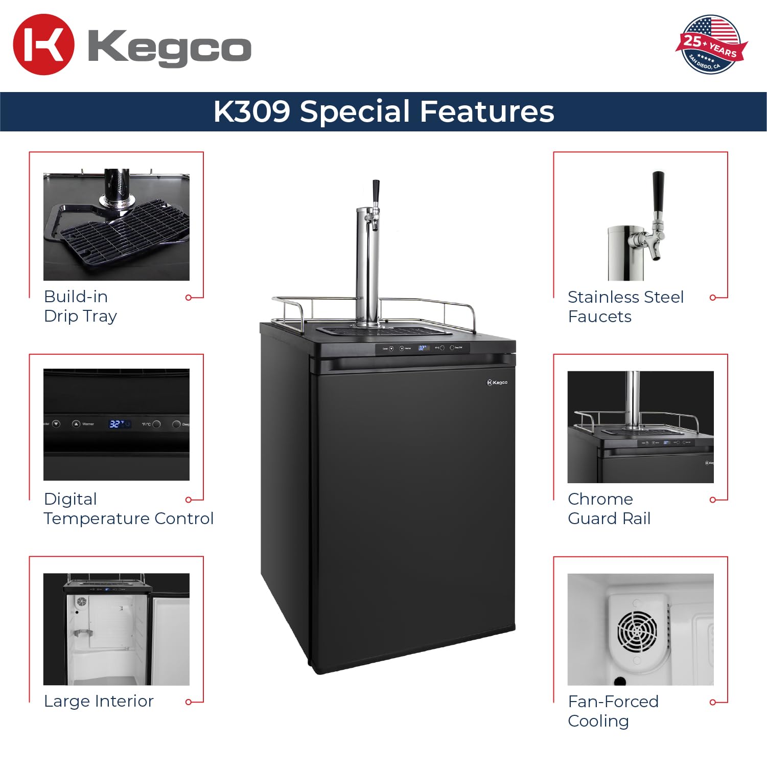 Kegco K309b-1 Keg Dispenser, Black on Fridge.com - View 3
