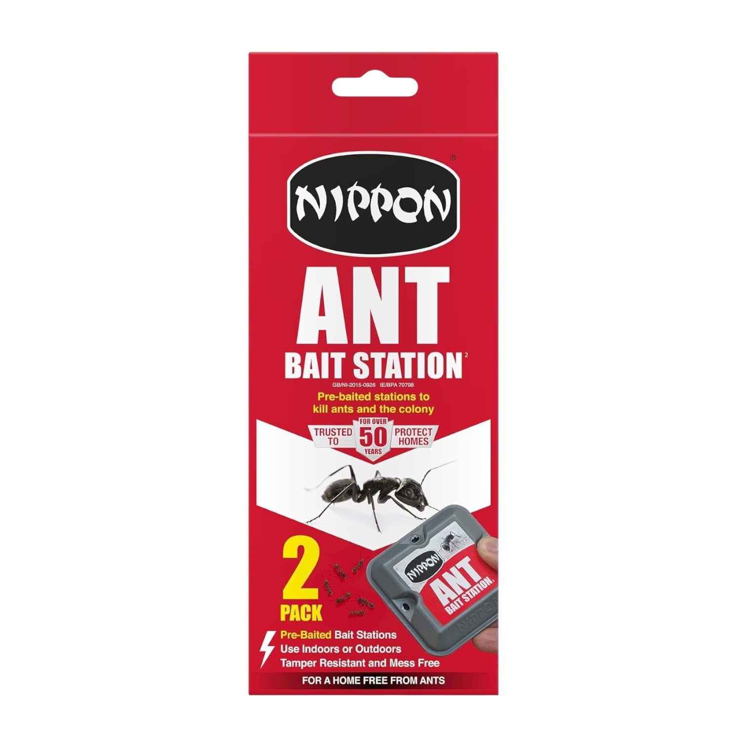 Nippon Ant Bait Station Twin Pack – Fast Acting Insect Killer for Indoor & Outdoor Use, Easy-to-Use Pest Control for Home & Garden, Eliminates Nests