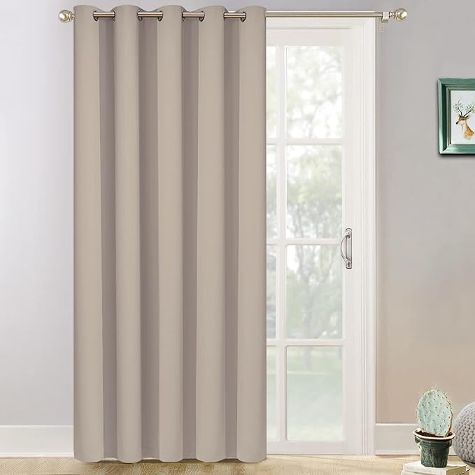 Yakamok Curtain, Wide Thermal Blackout Panel, Sliding Door, Natural, 70 x 84, 1 Panel