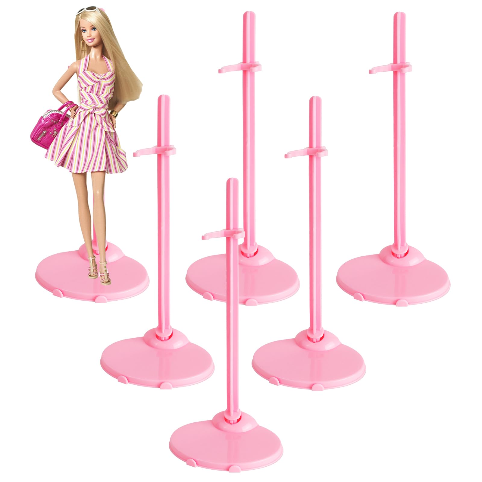 20Pcs Doll Stands for 9-11 Inch Dolls, Pink Doll Stands Display Holder, Adjustable Doll Support Bracket Action Figure Stand Doll Accessories for DIY Craft Dolls Making Supplies, 21.7cm