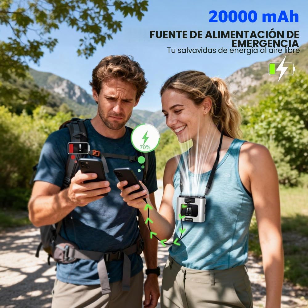 Cazokasi 2026 Ventilador de clip de cintura recargable de 20000 mAh Ventilador portátil para el cuerpo Ventilador personal potente de hasta 40H Ventilador de enfriamiento y prevención de golpes de