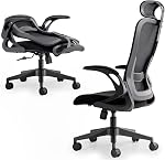 Tervo Model U | Folding Office Chair for Small Spaces | Gaming Chair for Adults and Children | Ergonomic Mesh Computer Chair for Bedroom | Folding Desk Chair for Home Work (White and Grey Headrest)