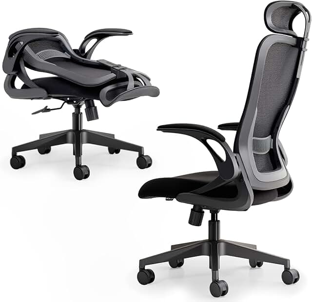 Tervo Model U  Foldable office chair for small spaces  Ergonomic design with high rebound mesh  Computer office chair for gaming  For adults and children  Foldable & Compact with