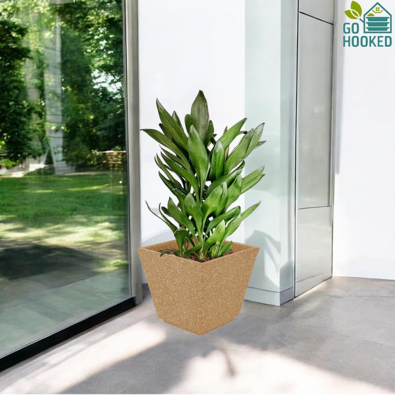 Image of Amazon Brand - Umi 15 Inch Planter Pot | Flower Pot for Indoor & Outdoor Use | Square Shape Planter Pot for Home & Office Decor Balcony & Terrace Gardens (Chorsa, Brown)