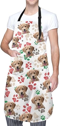 Miniatura 13 de Delantal personalizado para hombres y mujeres, delantal ajustable unisex con bolsillos, delantales personalizados para cocinero y chef Cocina