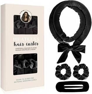No Heat Damage Heatless Hair Curler Easy to Use Sleep Wave Ribbon Soft Material Heatless Curler for Sleeping, Bedtime, At Home, Black 4Pcs