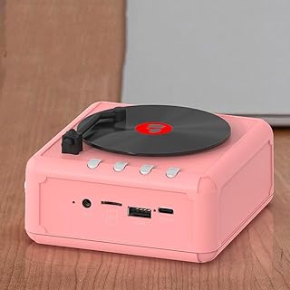 EasyByMall Radio FM portátil, altavoz integrado, reproductor de CD retro compatible con Bluetooth, para picnics, fiestas, camping, viajes (rosa)