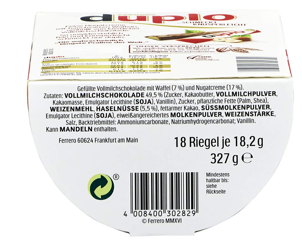 Duplo Big Pack – Schokoriegel mit feiner Nugatcreme, knuspriger Waffel & zarter Vollmilchschokolade – 15 Packungen mit je 18 einzeln verpackten Riegeln