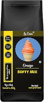 Soft Serve or Softy Premix - Orange | Extra Creamy & Strong Flavor | Simply add Milk to prepare Soft Serves | 250g |