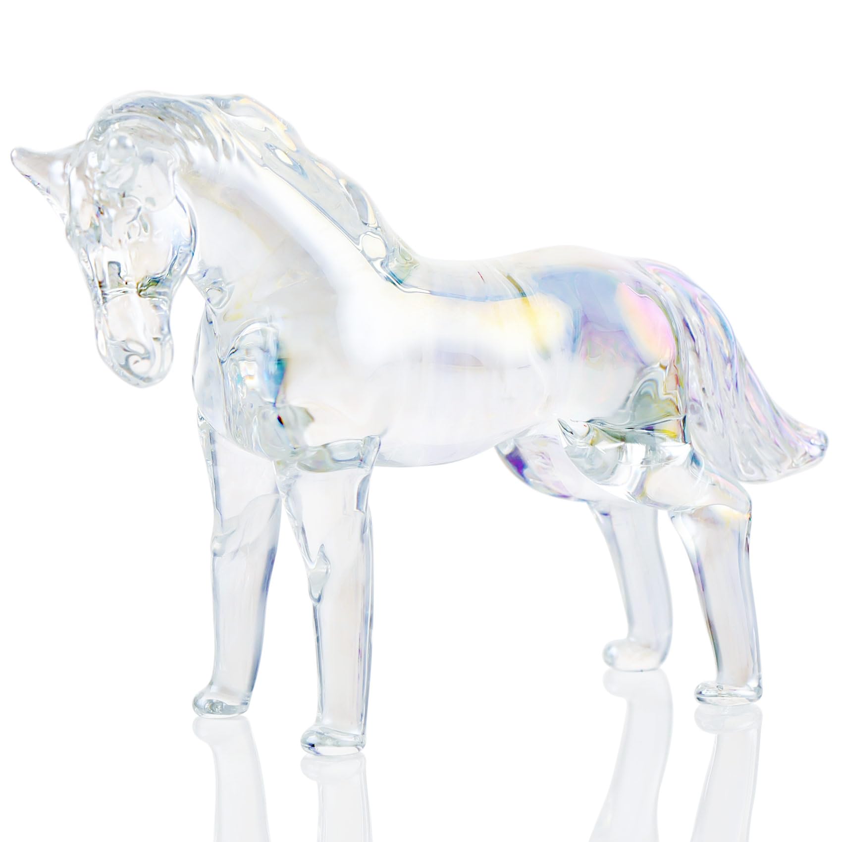 Figurine de cheval en cristal YWHL - Statue transparente pour la décoration de maison