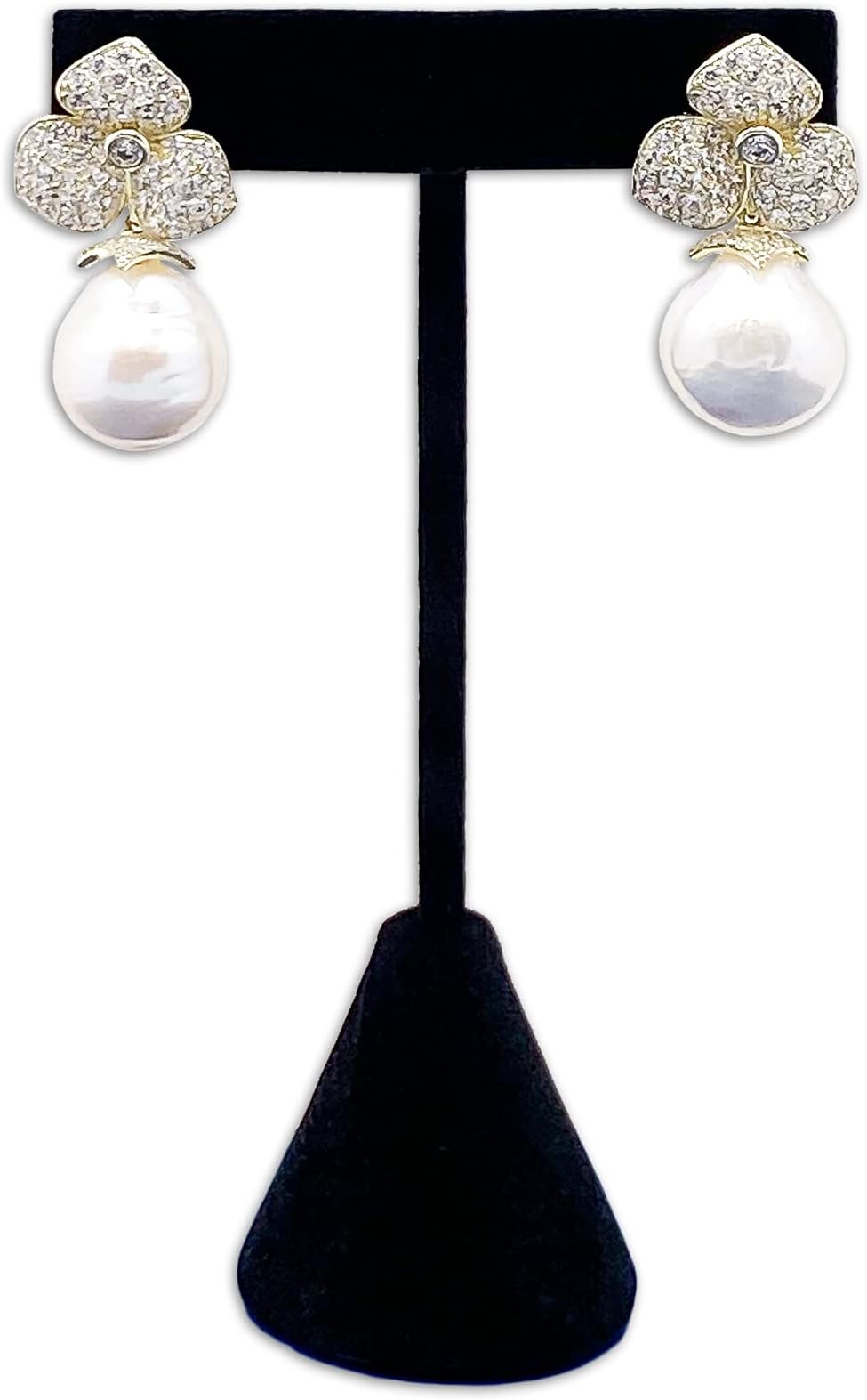TheDisplayGuys For Your Modern Living - 4-3/4 in Black Velvet T-Shape Earrings Display Stand - Jewelry Tower (Single)