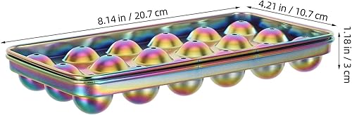 Miniatura 2 de BESPORTBLE Molde para hacer helados Bandeja de molde de hielo de acero inoxidable de 18 cavidades con tapa para refrigerador Sopa Congelación de