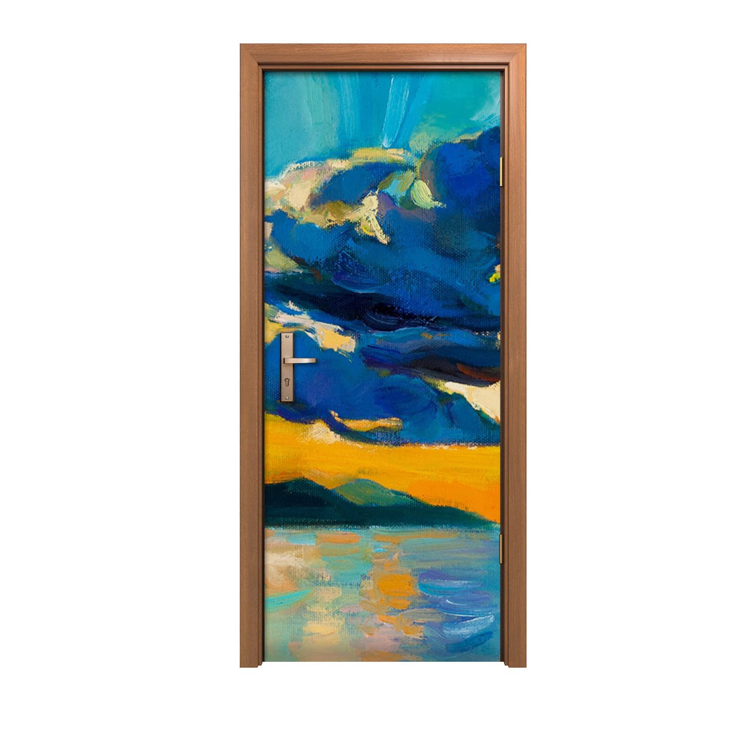 Coucher de soleil mer autocollant porte pour une ambiance zen