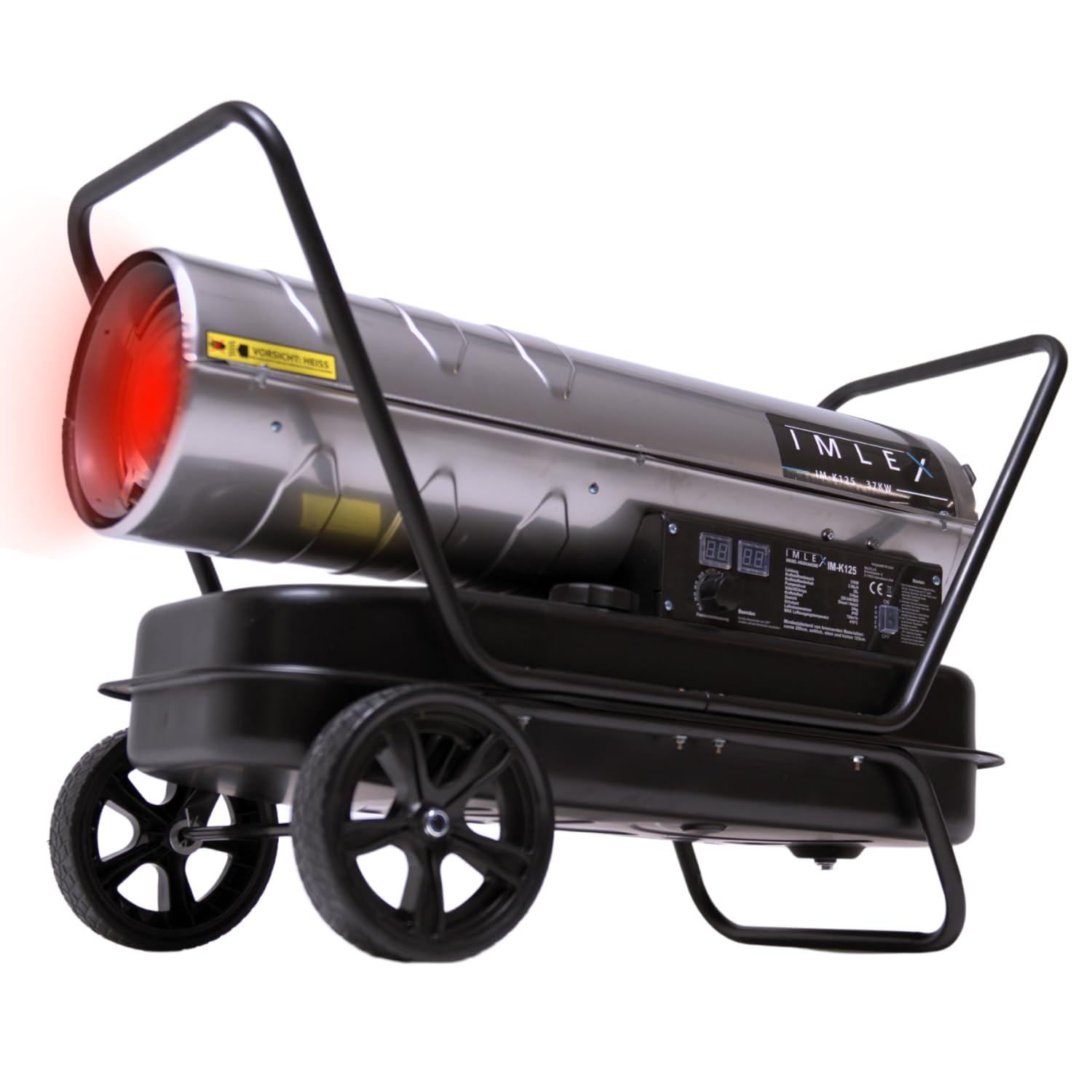 IMLEX Canon de chauffage diesel 37 kW - Chauffage à huile - Sèche-chantier - Générateur d'air chaud - Avec thermostat - Réservoir de 38 l - Débit d'air 720 m³/h - Chauffage pour pièces jusqu'à 310 m²