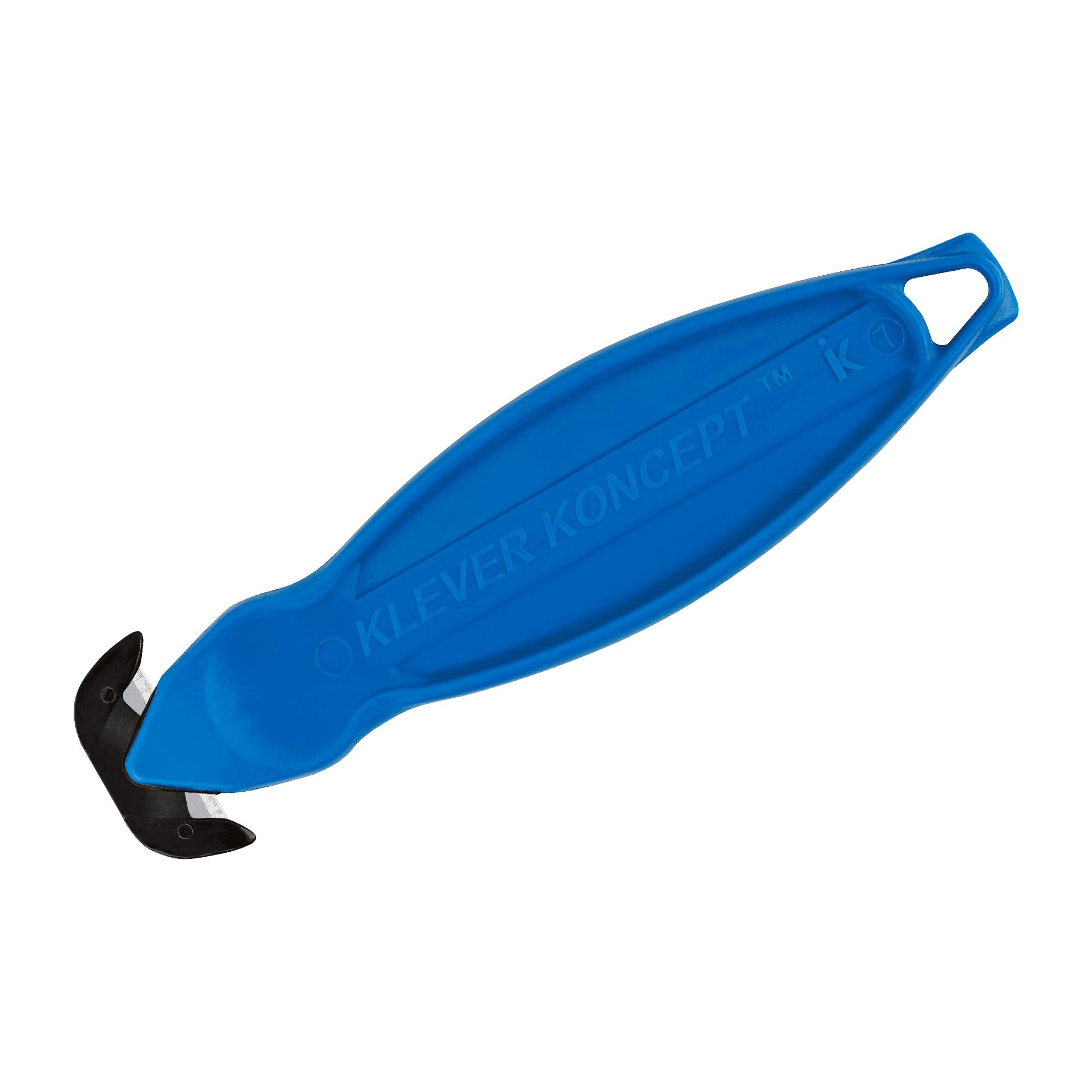 Klever KutterKoncept – 1 Piece – Blue Safety Knife with Two Concealed Blades in Double Hook Design – Disposable Safety Cutter for Precise Cuts