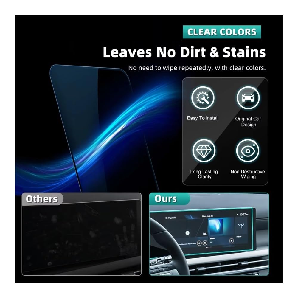 Set di pellicole protettive per Schermo Auto per Hyundai Tucson 2024-2025 Pellicola Protettiva in Vetro temperato per Auto navigatore GPS cruscotto Pannello climatizzatore
