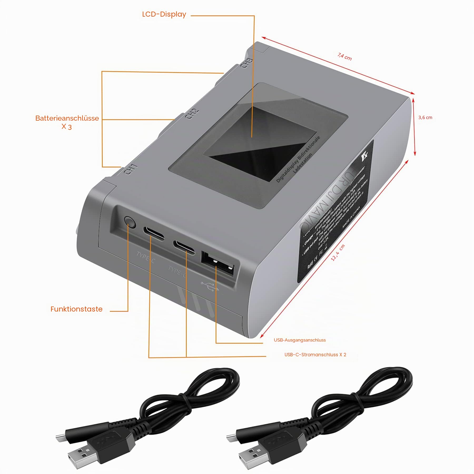 LCD Akku Ladegerät Zweiwege Ladestation für DJI Mini 4K/2,Mini SE/2 SE Drohne, Akkuladestation Hub Zubehör