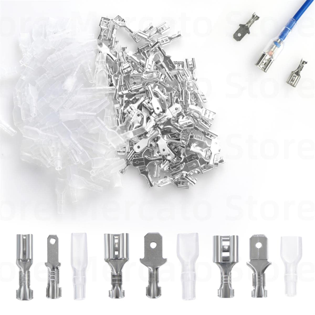 2.8/4.8/6.3mm Assortiti Maschio/Femmina Spina Primavera Spade Terminali A Crimpare Freddo Manicotto Isolante Elettrico Connettore del Cavo SN-48B Set-1000 PZ